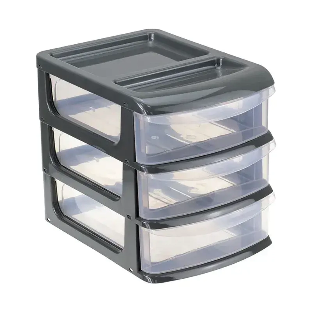 Универсальный бокс большой (3 секции) графитовый (комплект 3 шт)