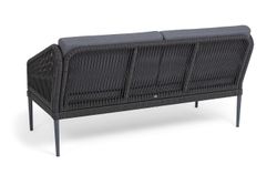 "Канны" лаунж-зона 4-местная (разборная) из роупа со столиком "Диего" цвета "серый гранит", роуп темно-серый круглый, ткань темно-серая