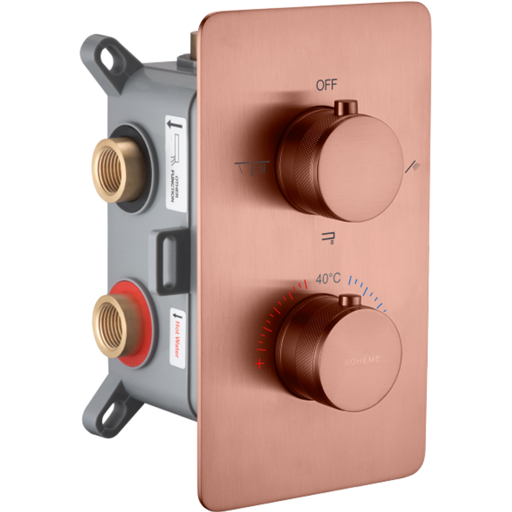 Встраиваемый смеситель для душа и ванны с термостатом трехпроходной Boheme CELL 134-3-CB COPPER BRUSHED