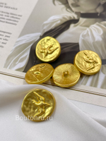 Пуговицы золотистые Скиапар. круглые с птицей