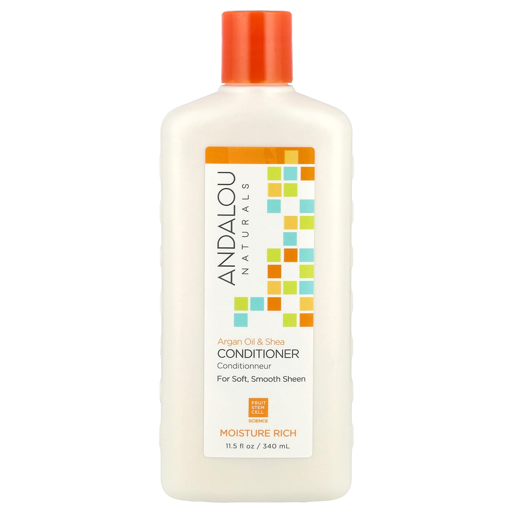 Andalou Naturals, кониционер с глубоким увлажнением, для придания волосам мягкости, гладкости и блеска, «Аргановое масло и масло ши», 340 мл (11,5 жидк. унций)