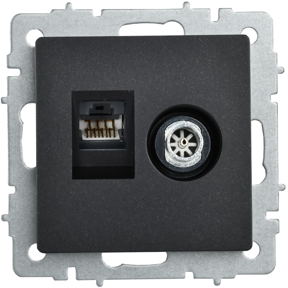 BRITE Розетка двойная TV+RJ45 кат.5E РТВ/РК12-БрЧ черный IEK