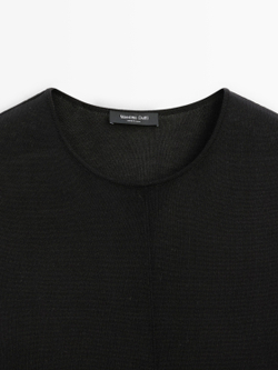 Massimo Dutti Длинное платье с контрастной отделкой, черный