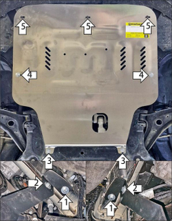 Защита картера двигателя, КПП. 5 мм, Алюминий. для Ford Puma ST 2020-2024, Motodor.30715
