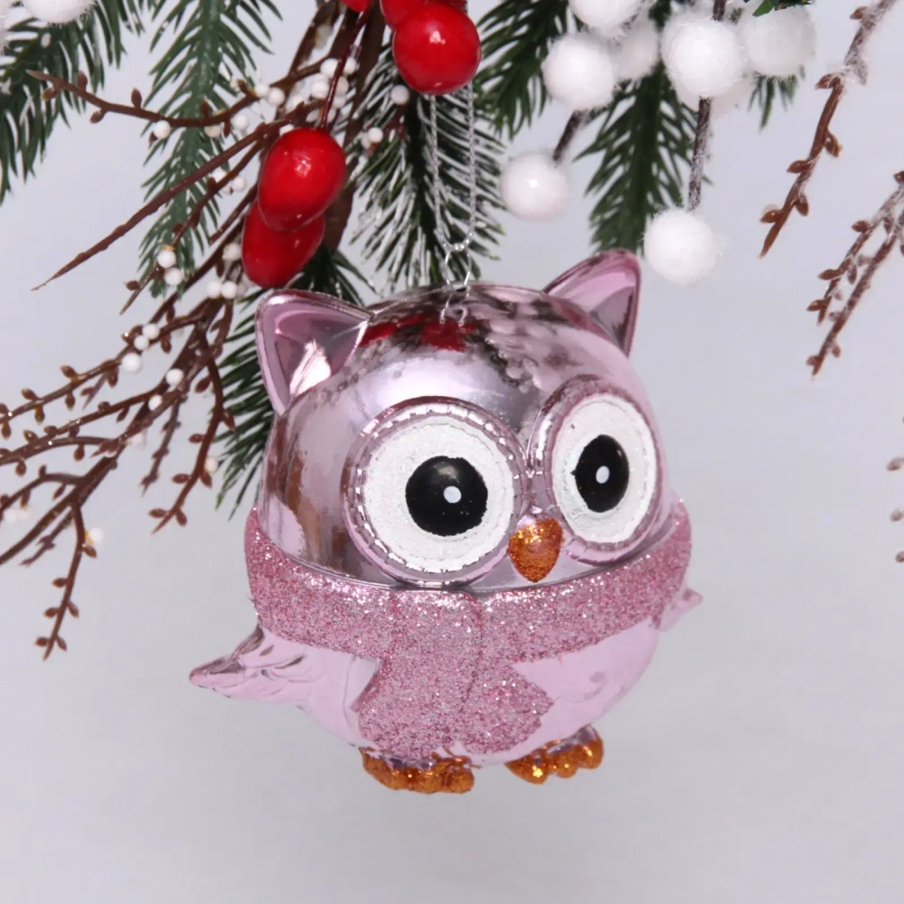 Ёлочная игрушка «Мудрая сова» 10*5*10 см, розовый