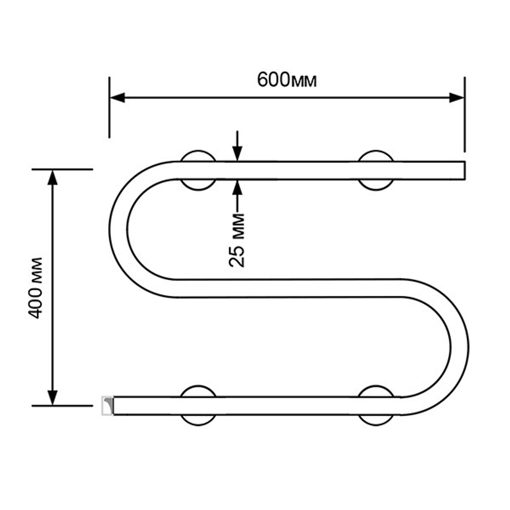Полотенцесушитель MIXLINE SIMPLE S 40x60 (кнопочный выкл, 146 Вт) ХРОМ