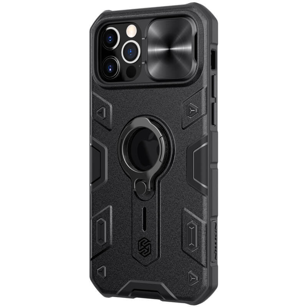 Противоударный чехол с кольцом и защитой камеры Nillkin CamShield Armor Case для iPhone 12 / 12 Pro