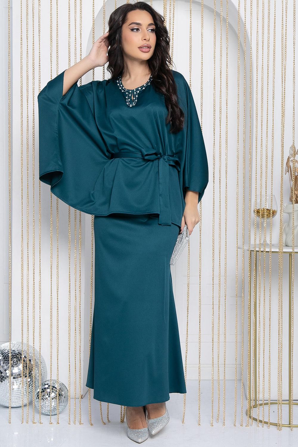 Костюм с юбкой Альсия (изумрудный) К14392-5М LT Collection