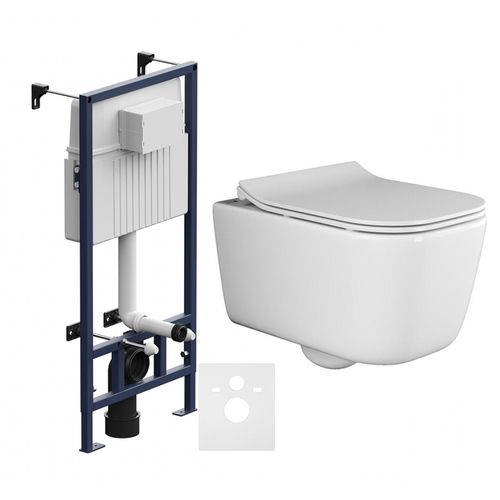 Комплект подвесной безободковый унитаз Ceramica Nova New Day CN3005 с крышкой-сиденьем микролифт + инсталляция Am.Pm ProC I012707