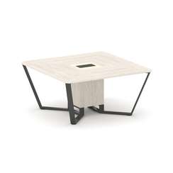 Steel Meet Стол переговорный квадратный KM-PR.B.SP-08 Денвер Светлый/Ваниль Глянец/Металл Антрацит 1