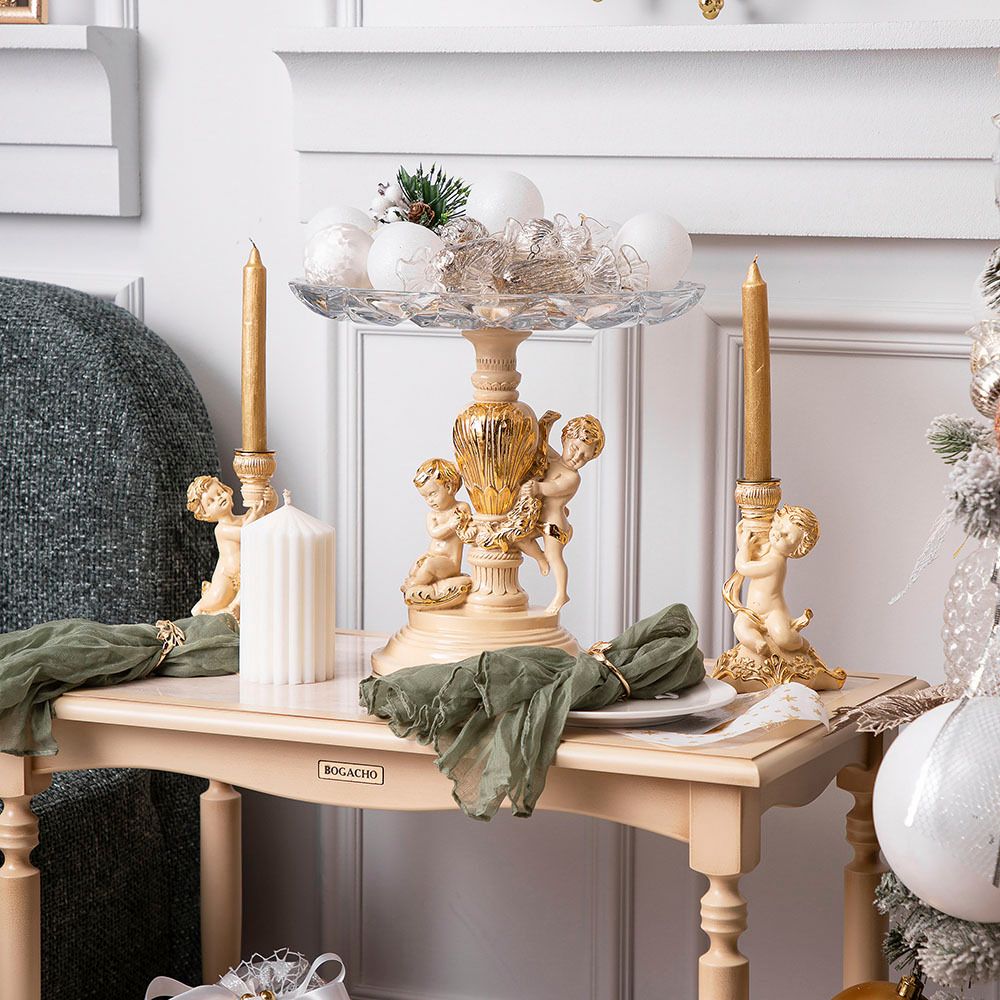 Фруктовница Путти Айвори со стеклянной чашей