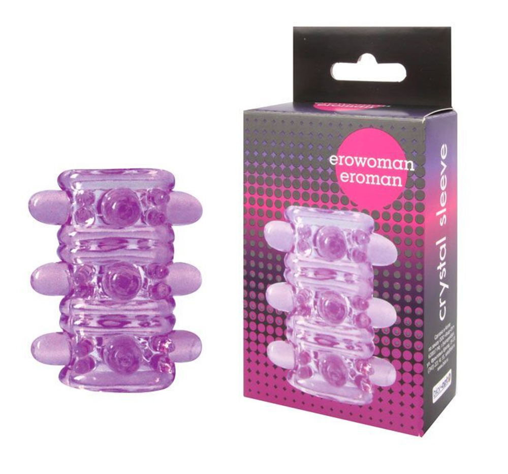 Открытая фиолетовая насадка на пенис Crystal Sleeve - 5,5 см. (Цвет: фиолетовый)