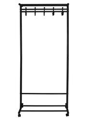 Вешалка напольная на колесах М 9 чёрный с крючками