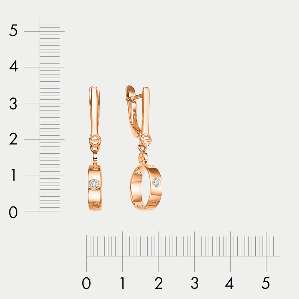 Длинные серьги для женщин из розового золота 585 пробы с фианитами (арт. 1202651)