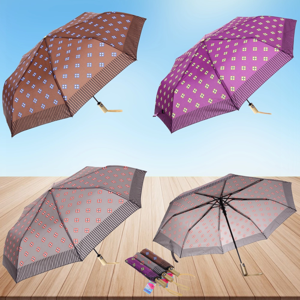 Зонт женский полуавтомат «Канада», микс 6 цветов, 8 спиц, d-100см, длина в слож. виде 30см