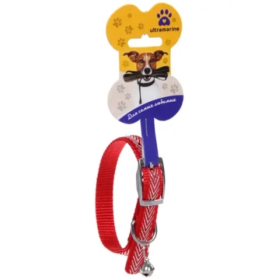 Ошейник нейлоновый «Калипсо» 1,5*38см с колокольчиком, цвет красный Ultramarine