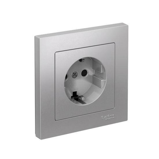 Розетка AtlasDesign 16А с заземл. защ. шторки быстрозажим. клем. в сборе алюм. SE ATN000344S