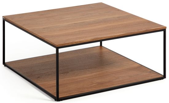 Yoana Журнальный столик из орехового шпона и черного металла 80 x 80 см Испания