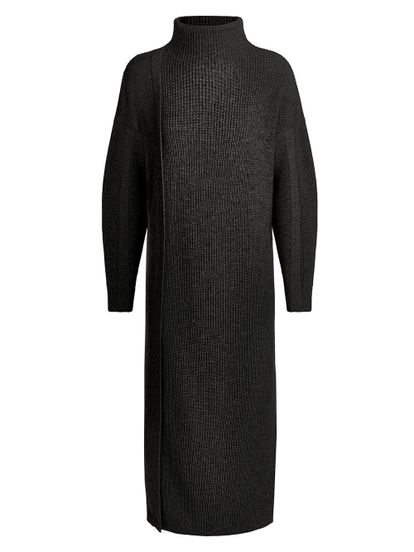 Женское платье черного цвета из шерсти и кашемира - фото 1