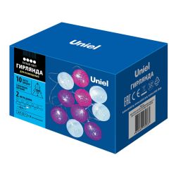 ULD-S0200-010-STB-2AA WHITE IP20 TANGLES-1 Гирлянда светодиодная Клубки. на батарейках 2AA не в-к. 2м. 10 светодиодов. Белый свет. Провод прозрачный. TM Uniel
