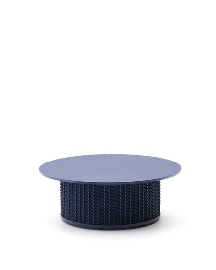 Уличный журнальный столик Sedalis из алюминия с синим шнуром Ø100 см