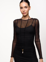 Сотуар из Чёрного агата "Long Pearl" Gold