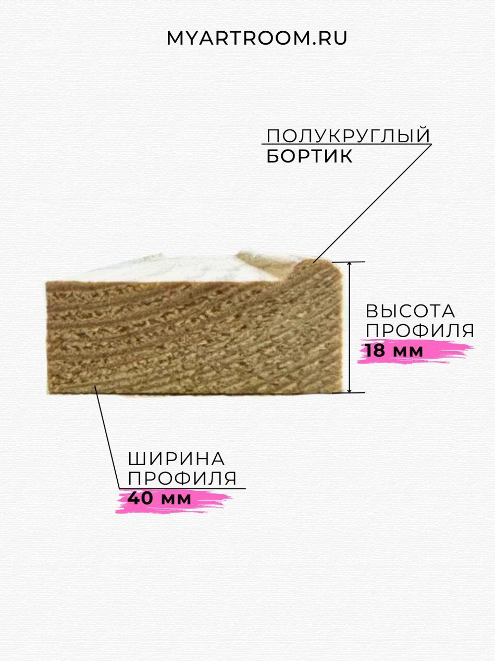 Подрамник для картины 40х60 см с сечением 40х18 мм, Myartroom