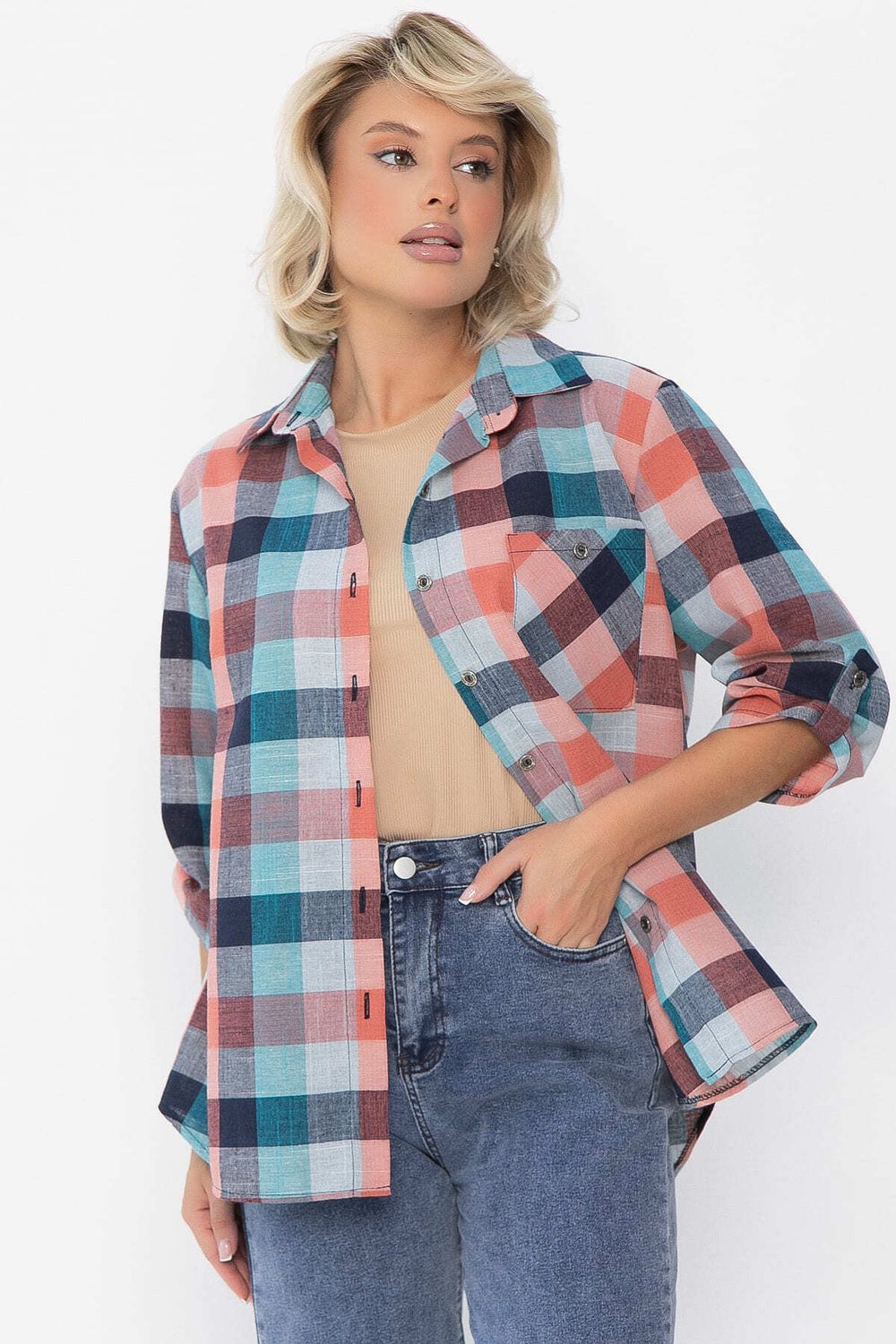 Рубашка Аланта НЬЮ (зелено-оранжевая) Б14038-18М LT Collection