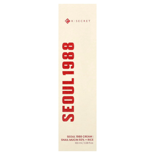 K-Secret, Seoul 1988 Cream, муцин улитки, 93% и рис, 100 мл (3,38 жидк. унции)