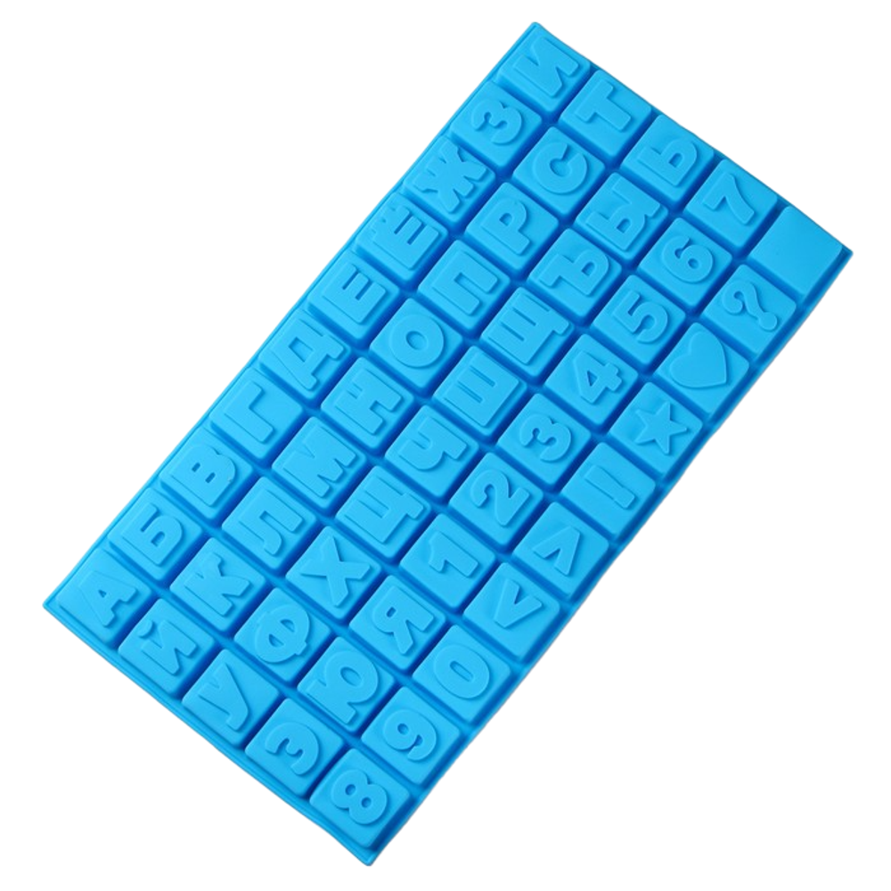 Форма для шоколада «Алфавит и цифры», 50 ячеек, 35×18,5×2 см, цвет МИКС