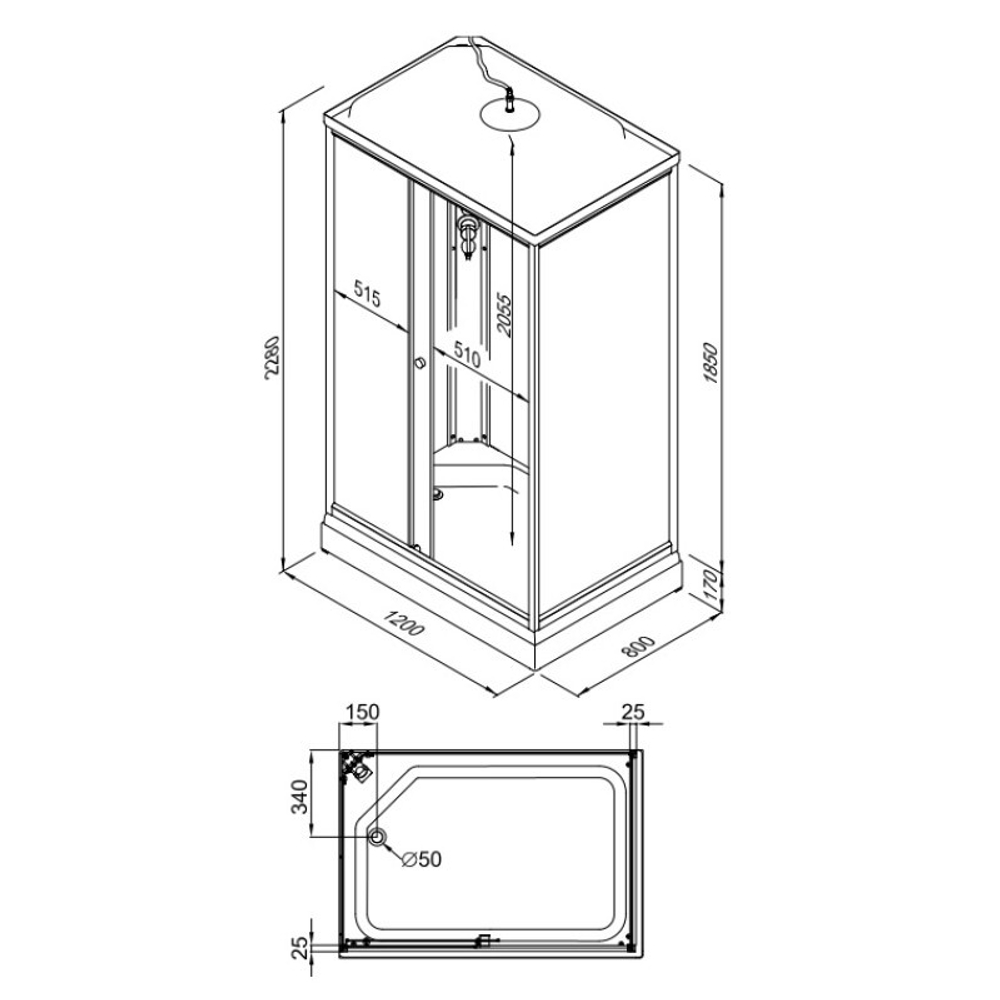 Душевая кабина Triton Квадро A 120x80