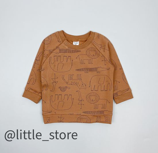 Джемпер из футера с начесом "Я родился" коричневый