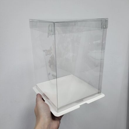 Коробка для торта ПЭТ Премиум квадрат 15,5*15,5*22 см (внутр высота 20 см)