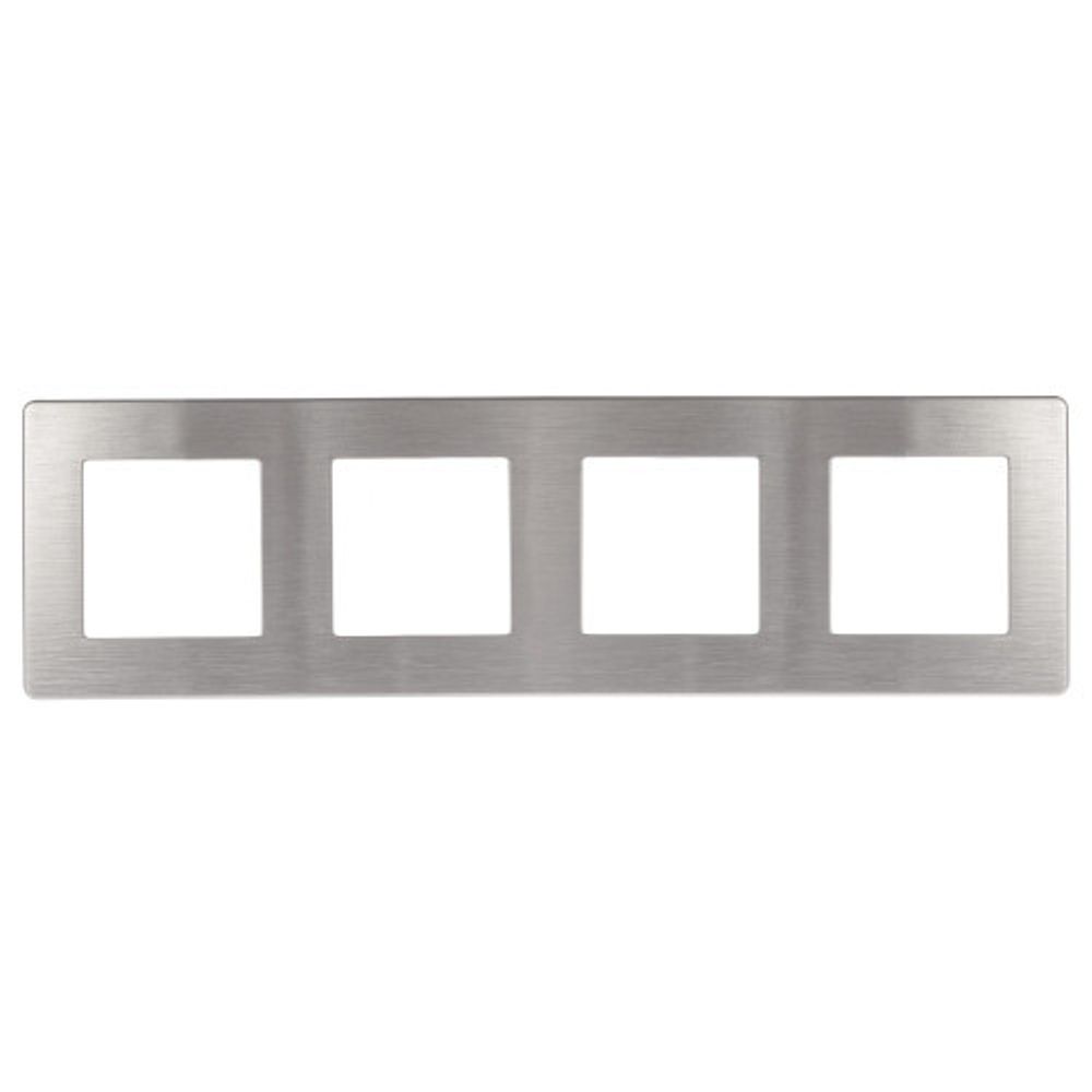 Рамка для розеток и выключателей ЭРА Серия 12 12-5104-03 на 4 поста, Сатин, алюминий