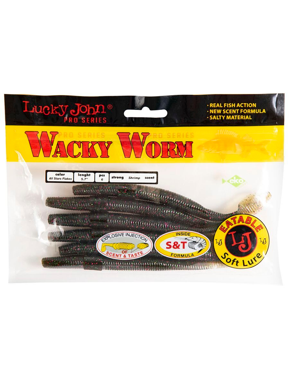 Черви съедобные LUCKY JOHN Pro Series WACKY WORM FAT 5.7in (14.50)/S14 6шт.