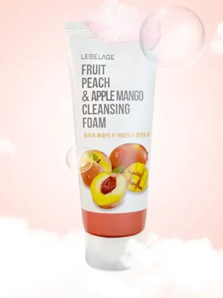 LEBELAGE - ПЕНКА ДЛЯ УМЫВАНИЯ С ЭКСТРАКТАМИ ПЕРСИКА И МАНГО FRUIT PEACH & APPLE MANGO CLEANSING FOAM, 100 ML