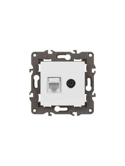 Розетка компьютерная + телевизионная Elegance 14-3110-01М RJ45+TV матов. бел. Эра Б0065767