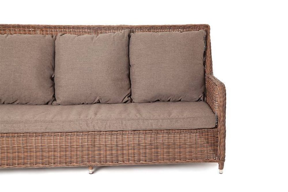"Гляссе" диван трехместный из искусственного ротанга, цвет коричневый