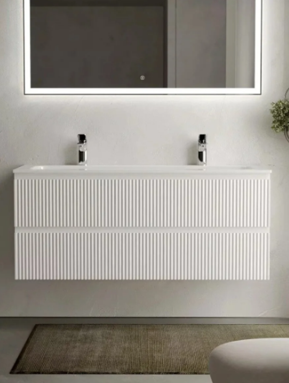 Тумба подвесная SANCOS Snob R 1195х445х500, c двумя ящиками оснащенными доводчиками, Bianco, арт.SNR120W