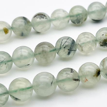 Пренит бусины, диаметр около 9,5-9,8 мм, цена за 10 шт (1/4 нити)