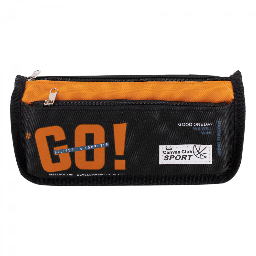 Пенал - косметичка Alingar, ПВХ, молния, боковой карман, 195 х 80 х 35 мм, "GO! believe in yourself ", микс (черный, зеленый, синий), европодвес
