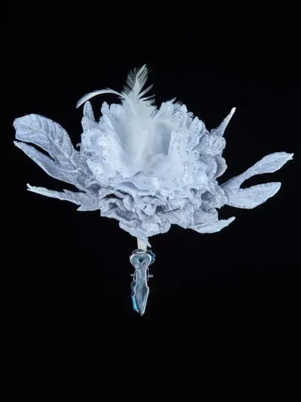 Декоративный цветок Дворцовый Пион 24х15 см., на клипсе, Christmas DeLuxe (88889)