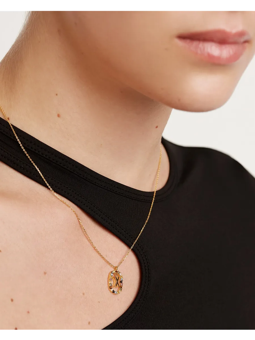 Колье Буква X серебро 925 пробы покрытое золотом