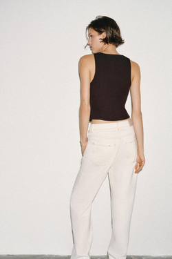 ZARA ТОП С ХЛЯСТИКАМИ, КОРИЧНЕВЫЙ