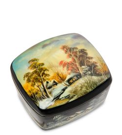 Народные промыслы ШК-25/ 2-H Шкатулка «Деревушка» исп. Хомин И.