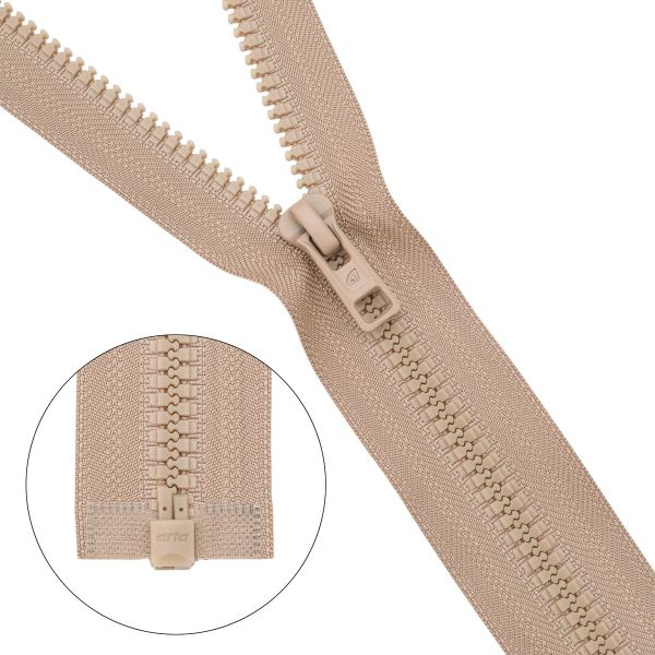 Молния трактор Arta Т6 (6 мм) 1 зам., разъем., 70 см, (2076), A128 бежевый, НОВЫЙ МАТОВЫЙ ЗАМОК, уп.50 штук