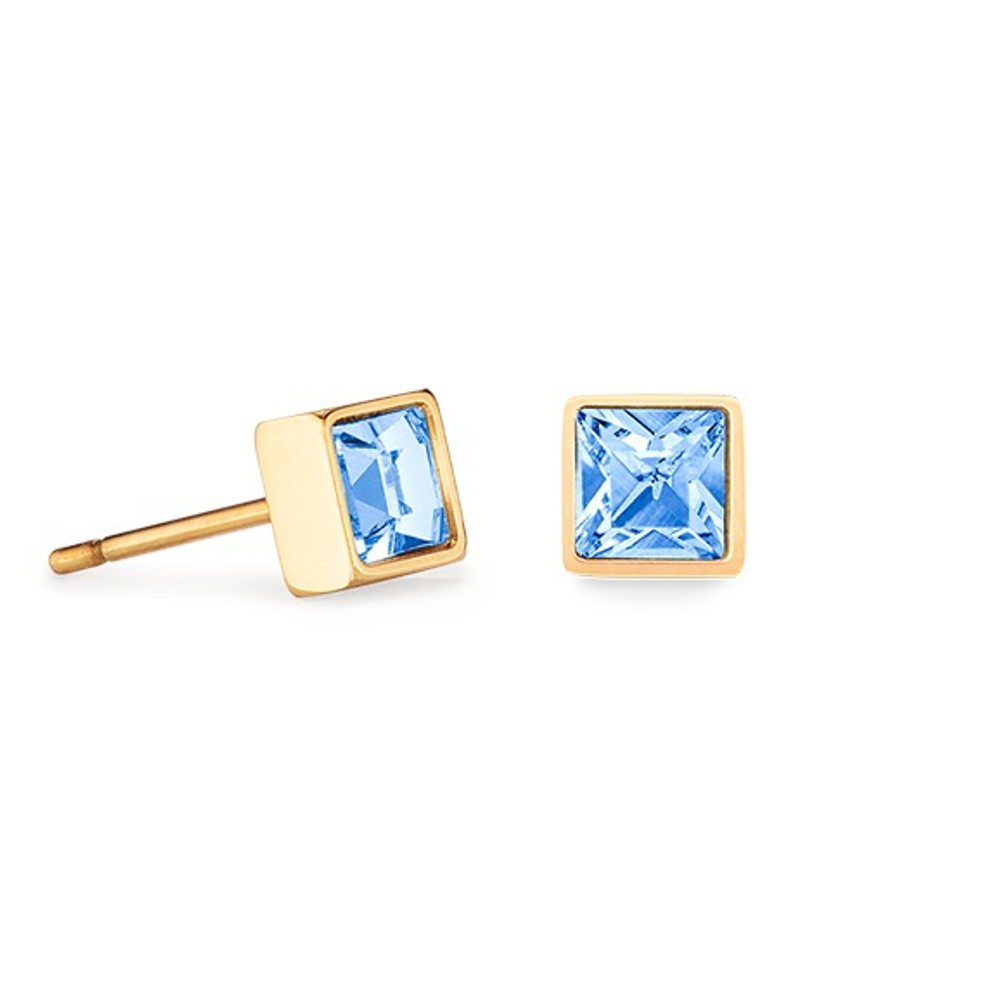 Серьги-пусеты Coeur de Lion Light Blue-Gold 0501/21-0755
