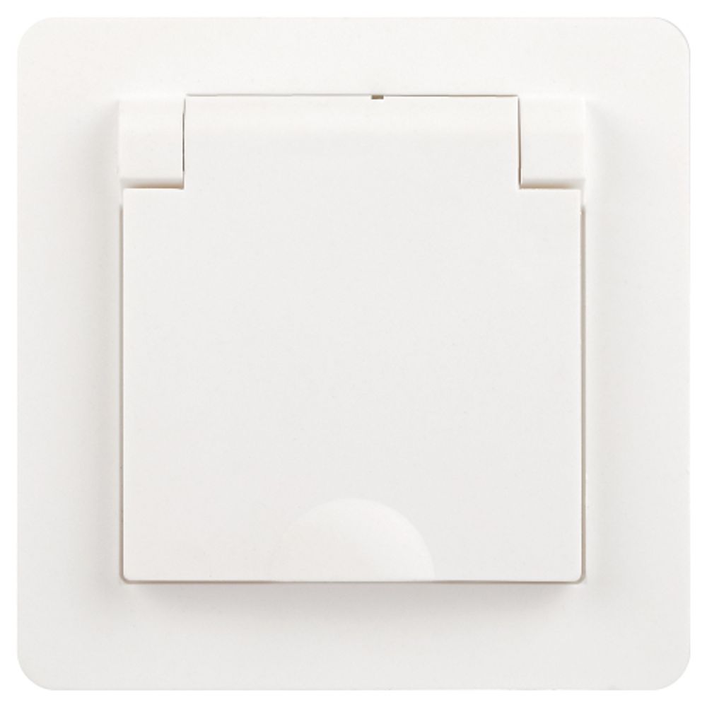Розетка Intro Style 7-209-01 2P+E Schuko с крышкой штор., 16А-250В, IP44, СУ, белый