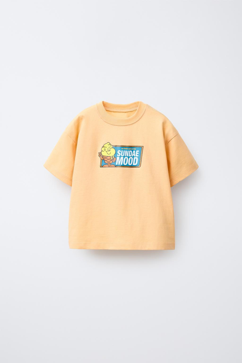 ZARA ФУТБОЛКА С ПРИНТОМ «МОРОЖЕНОЕ», СВЕТЛО-ОРАНЖЕВЫЙ