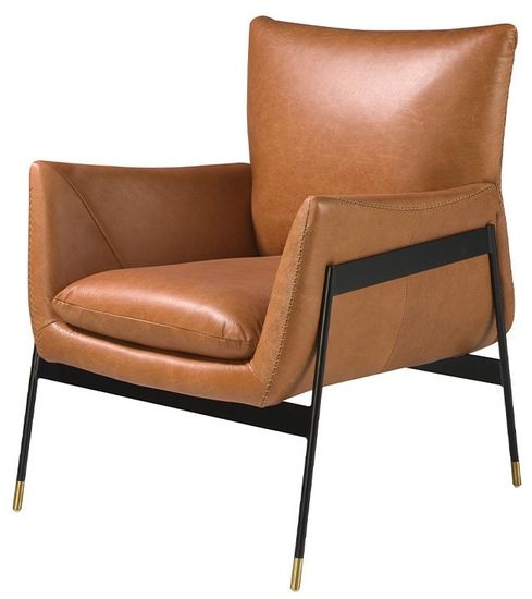 Кресло 5091/KF-A002-M2851 кожаное с черными стальными ножками Испания 